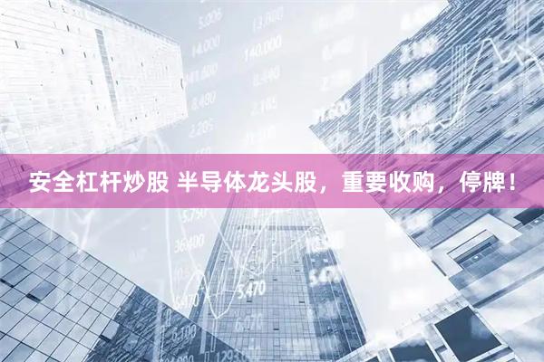 安全杠杆炒股 半导体龙头股，重要收购，停牌！